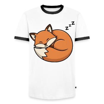 Schlafender Fuchs Cartoon - Männer Kontrast-T-Shirt - Weiß/Schwarz - Vorne - AI Model Female 172 light (172cm) & AI Model Male 178 dark (178cm)