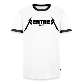 Metal Rentner 2026 Ready to Rock - Rente - Men's Ringer Shirt - white/black - Front - AI Model Female 172 light (172cm) & AI Model Male 178 dark (178cm)