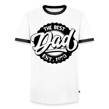 Le Meilleur Papa EST 1970 - T-shirt contrasté Homme - blanc/noir - Devant - AI Model Female 172 light (172cm) & AI Model Male 178 dark (178cm)