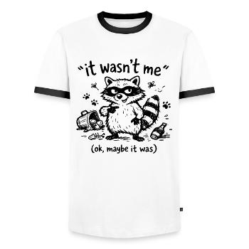 It Wasn’t Me Ok Maybe It Was Waschbär Doodle - Männer Kontrast-T-Shirt - Weiß/Schwarz - Vorne - AI Model Female 172 light (172cm) & AI Model Male 178 dark (178cm)