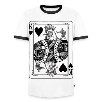 Herz König Huhn - Bauernhof Spielkarte Geschenk - Männer Kontrast-T-Shirt - Weiß/Schwarz - Vorne - AI Model Female 172 light (172cm) & AI Model Male 178 dark (178cm)