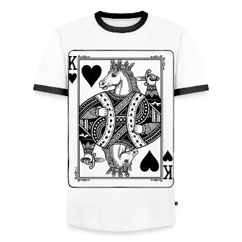 Herz König Pferd - Reiten Spielkarte Geschenk - Männer Kontrast-T-Shirt - Weiß/Schwarz - Vorne - AI Model Female 172 light (172cm) & AI Model Male 178 dark (178cm)