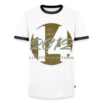 14th Birthday 2012 Boys and Girls Gift - Men's Ringer Shirt - white/black - Front - AI Model Female 172 light (172cm) & AI Model Male 178 dark (178cm)