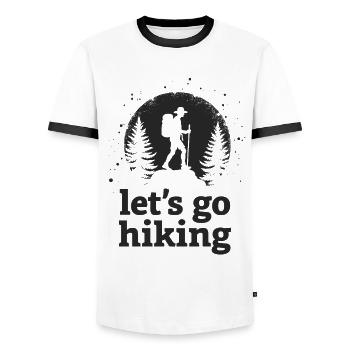 Let's go hiking mountaineer hiker silhouette - Men's Ringer Shirt - white/black - Front - AI Model Female 172 light (172cm) & AI Model Male 178 dark (178cm)