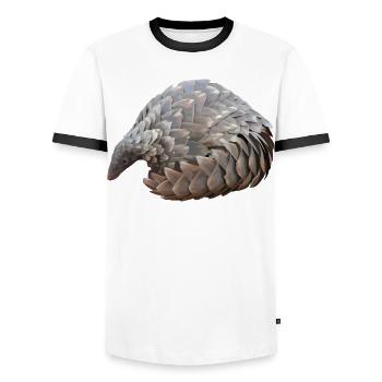 Pangolin Hand Drawn - Men's Ringer Shirt - white/black - Front - AI Model Female 172 light (172cm) & AI Model Male 178 dark (178cm)