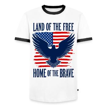 Land of the Free Home of the Brave USA Adler - Men's Ringer Shirt - white/black - Front - AI Model Female 172 light (172cm) & AI Model Male 178 dark (178cm)