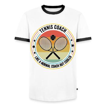 Coach de tennis comme un coach normal mais plus cool - T-shirt contrasté Homme - blanc/noir - Devant - AI Model Female 172 light (172cm) & AI Model Male 178 dark (178cm)