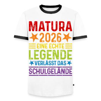Matura 2026: A legend leaves the school grounds - Men's Ringer Shirt - white/black - Front - AI Model Female 172 light (172cm) & AI Model Male 178 dark (178cm)