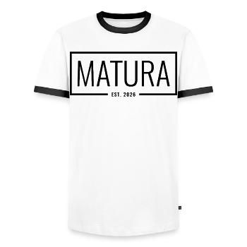 Matura Est 2026 - Men's Ringer Shirt - white/black - Front - AI Model Female 172 light (172cm) & AI Model Male 178 dark (178cm)