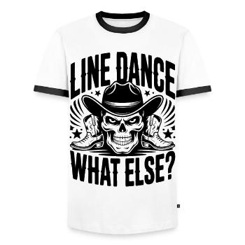 Line Dance – What Else? Western Skull Cowboy Tanz - Männer Kontrast-T-Shirt - Weiß/Schwarz - Vorne - AI Model Female 172 light (172cm) & AI Model Male 178 dark (178cm)