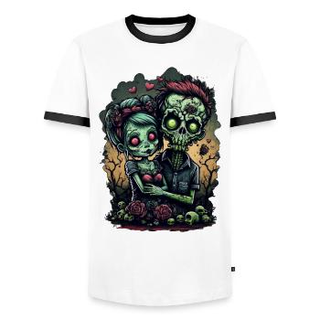 Valentine Zombie Love - Men's Ringer Shirt - white/black - Front - AI Model Female 172 light (172cm) & AI Model Male 178 dark (178cm)