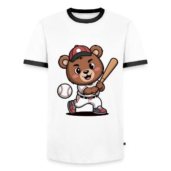 Bären-Batter Baseballheld - Männer Kontrast-T-Shirt - Weiß/Schwarz - Vorne - AI Model Female 172 light (172cm) & AI Model Male 178 dark (178cm)