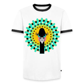 Pouvoir des filles oiseaux - T-shirt contrasté Homme - blanc/noir - Devant - AI Model Female 172 light (172cm) & AI Model Male 178 dark (178cm)