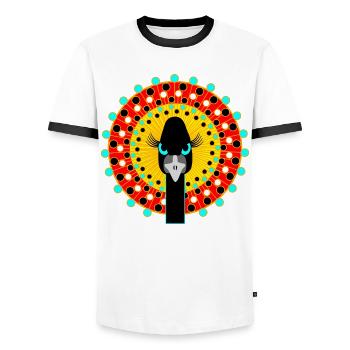 Bird with attitude. - Men's Ringer Shirt - white/black - Front - AI Model Female 172 light (172cm) & AI Model Male 178 dark (178cm)