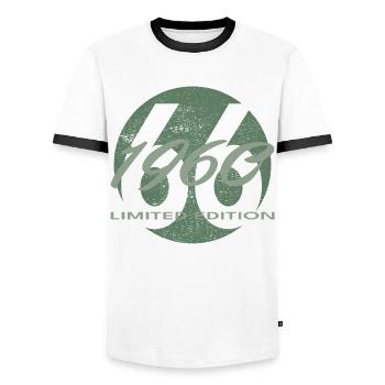 66th Birthday 1960 Gift for Men and Women - Men's Ringer Shirt - white/black - Front - AI Model Female 172 light (172cm) & AI Model Male 178 dark (178cm)