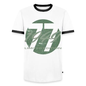 77e anniversaire 1949 cadeau pour hommes et femmes - T-shirt contrasté Homme - blanc/noir - Devant - AI Model Female 172 light (172cm) & AI Model Male 178 dark (178cm)