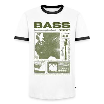 Bassgitarrenliebhaber Bassist Streetwear - Männer Kontrast-T-Shirt - Weiß/Schwarz - Vorne - AI Model Female 172 light (172cm) & AI Model Male 178 dark (178cm)