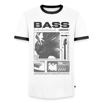 Bassgitarrenliebhaber Bassist Streetwear - Männer Kontrast-T-Shirt - Weiß/Schwarz - Vorne - AI Model Female 172 light (172cm) & AI Model Male 178 dark (178cm)
