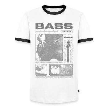 Bassgitarrenliebhaber Bassist Streetwear - Männer Kontrast-T-Shirt - Weiß/Schwarz - Vorne - AI Model Female 172 light (172cm) & AI Model Male 178 dark (178cm)