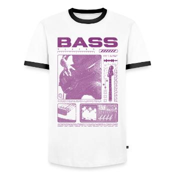 Bassgitarrenliebhaber Bassist Streetwear - Männer Kontrast-T-Shirt - Weiß/Schwarz - Vorne - AI Model Female 172 light (172cm) & AI Model Male 178 dark (178cm)
