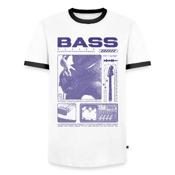 Bassgitarrenliebhaber Bassist Streetwear - Männer Kontrast-T-Shirt - Weiß/Schwarz - Vorne - AI Model Female 172 light (172cm) & AI Model Male 178 dark (178cm)