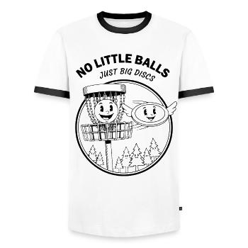 Pas de petites balles, juste de gros disques, drôle de disc golf - T-shirt contrasté Homme - blanc/noir - Devant - AI Model Female 172 light (172cm) & AI Model Male 178 dark (178cm)