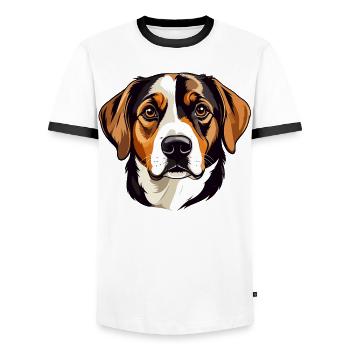 Beagle head vector illustration - Men's Ringer Shirt - white/black - Front - AI Model Female 172 light (172cm) & AI Model Male 178 dark (178cm)