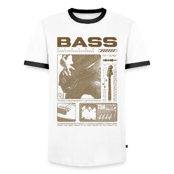 Bassgitarrenliebhaber Bassist Streetwear - Männer Kontrast-T-Shirt - Weiß/Schwarz - Vorne - AI Model Female 172 light (172cm) & AI Model Male 178 dark (178cm)