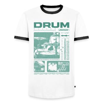 Rock Drummer Drum Player Streetwear - Men's Ringer Shirt - white/black - Front - AI Model Female 172 light (172cm) & AI Model Male 178 dark (178cm)