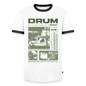 Rock Drummer Drum Player Streetwear - Men's Ringer Shirt - white/black - Front - AI Model Female 172 light (172cm) & AI Model Male 178 dark (178cm)