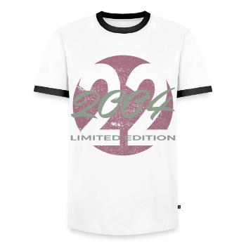 22nd Birthday 2004 Gift for Men and Women - Men's Ringer Shirt - white/black - Front - AI Model Female 172 light (172cm) & AI Model Male 178 dark (178cm)