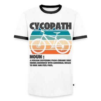 Cycopath Mountainbike Retro Vintage - Männer Kontrast-T-Shirt - Weiß/Schwarz - Vorne - AI Model Female 172 light (172cm) & AI Model Male 178 dark (178cm)