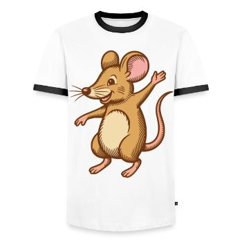 Souris mignonne qui danse saute heureuse drôle heureuse - T-shirt contrasté Homme - blanc/noir - Devant - AI Model Female 172 light (172cm) & AI Model Male 178 dark (178cm)