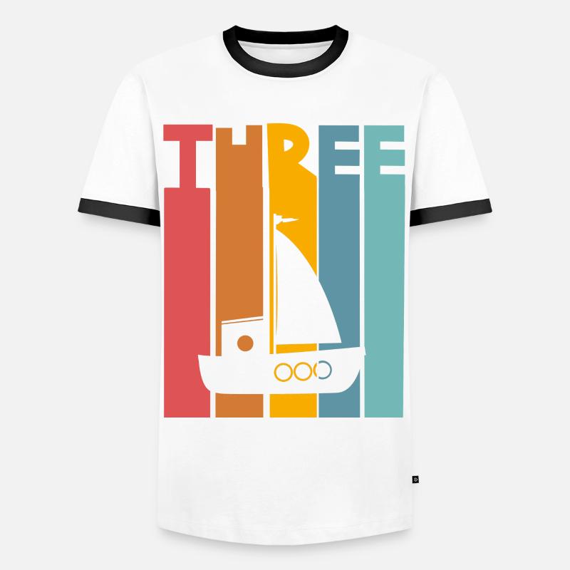 3rd Birthday Sailing Ship - Men's Ringer Shirt - white/black