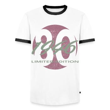 80th Birthday 1946 Gift for Men and Women - Men's Ringer Shirt - white/black - Front - AI Model Female 172 light (172cm) & AI Model Male 178 dark (178cm)
