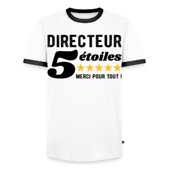 Cadeau Directeur 5 Étoiles - Merci pour tout ! - T-shirt contrasté Homme - blanc/noir - Devant - AI Model Female 172 light (172cm) & AI Model Male 178 dark (178cm)