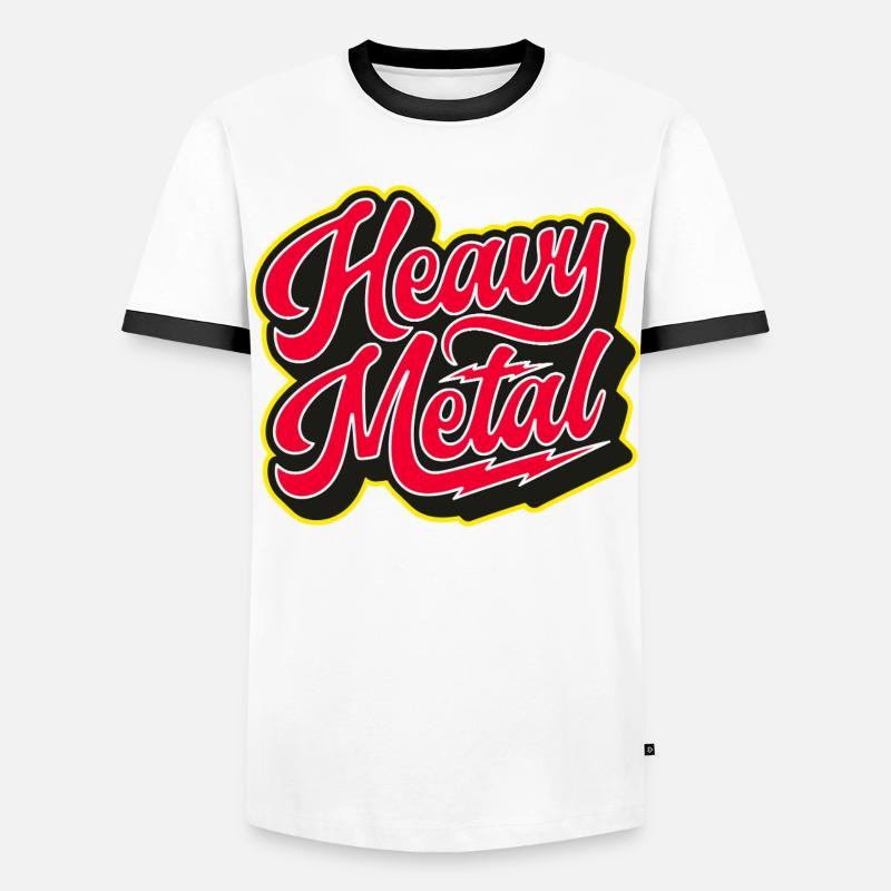 Heavy Metal Bold 3D Script - Men's Ringer Shirt - white/black