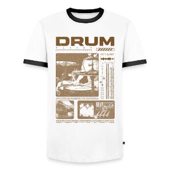 Rock Drummer Drum Player Streetwear - Men's Ringer Shirt - white/black - Front - AI Model Female 172 light (172cm) & AI Model Male 178 dark (178cm)