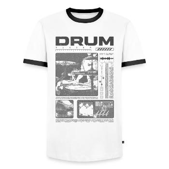 Rock Drummer Drum Player Streetwear - Men's Ringer Shirt - white/black - Front - AI Model Female 172 light (172cm) & AI Model Male 178 dark (178cm)