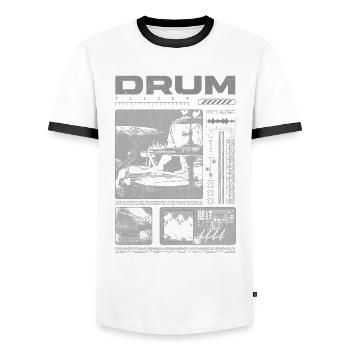 Rock Drummer Drum Player Streetwear - Men's Ringer Shirt - white/black - Front - AI Model Female 172 light (172cm) & AI Model Male 178 dark (178cm)