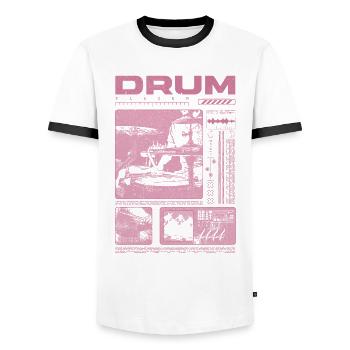 Rock Drummer Drum Player Streetwear - Men's Ringer Shirt - white/black - Front - AI Model Female 172 light (172cm) & AI Model Male 178 dark (178cm)