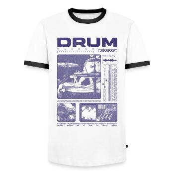 Rock Drummer Drum Player Streetwear - Men's Ringer Shirt - white/black - Front - AI Model Female 172 light (172cm) & AI Model Male 178 dark (178cm)