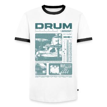Rock Drummer Drum Player Streetwear - Men's Ringer Shirt - white/black - Front - AI Model Female 172 light (172cm) & AI Model Male 178 dark (178cm)