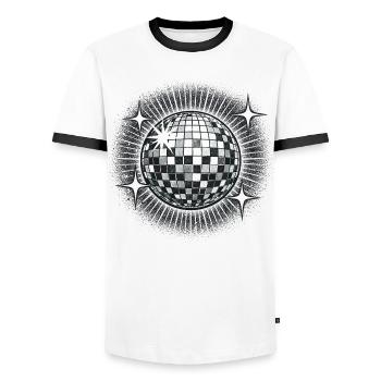 Disco Ball Party Retro années 70 Cadeau drôle - T-shirt contrasté Homme - blanc/noir - Devant - AI Model Female 172 light (172cm) & AI Model Male 178 dark (178cm)