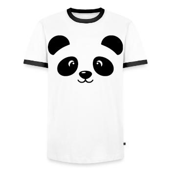 Panda | Big Face Costume Carnival Disguise - Men's Ringer Shirt - white/black - Front - AI Model Female 172 light (172cm) & AI Model Male 178 dark (178cm)