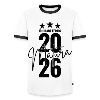 Matura 2026 I'm done - Men's Ringer Shirt - white/black - Front - AI Model Female 172 light (172cm) & AI Model Male 178 dark (178cm)