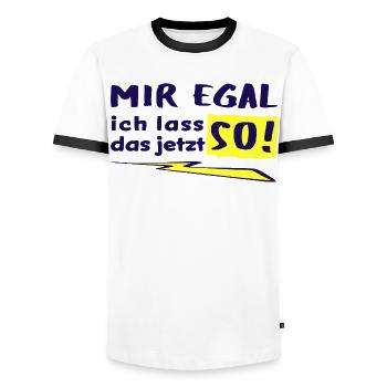 JE M’EN FICHE - JE VAIS LAISSER ÇA COMME ÇA MAINTENANT ! - T-shirt contrasté Homme - blanc/noir - Devant - AI Model Female 172 light (172cm) & AI Model Male 178 dark (178cm)
