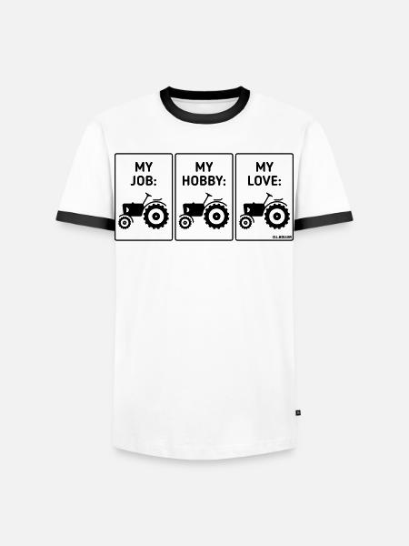 My Job – My Hobby – My Love (Tractor Bauer / B) - Men's Ringer Shirt - white/black