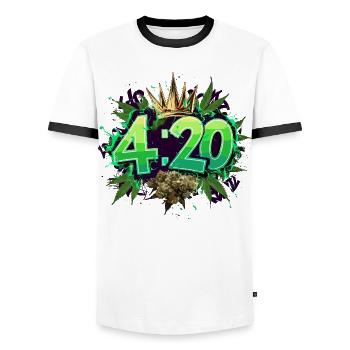 420 - Männer Kontrast-T-Shirt - Weiß/Schwarz - Vorne - AI Model Female 172 light (172cm) & AI Model Male 178 dark (178cm)