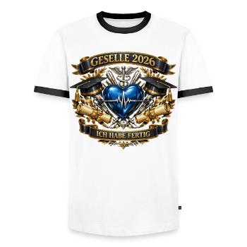 Trainee training passed in 2026 funny cute - Men's Ringer Shirt - white/black - Front - AI Model Female 172 light (172cm) & AI Model Male 178 dark (178cm)